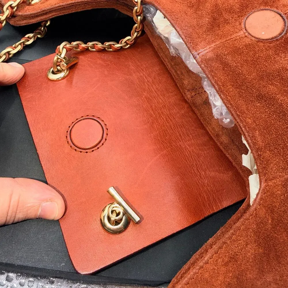 Maison Mayle Jeanne Doro Hobo Bag Marsala Suede Leather Chain Shoulder Rust